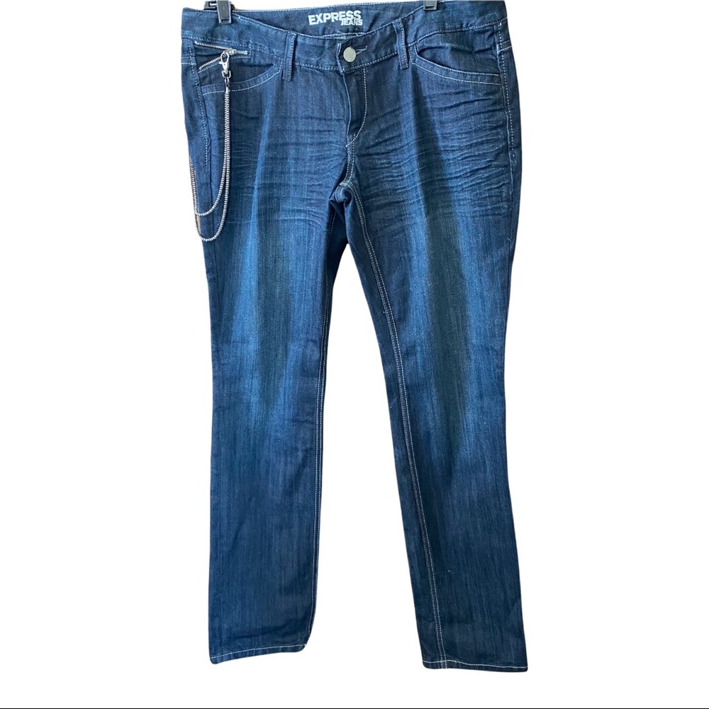 EXPRESS Zelda Dark Skinny Jeans with Chain Size 12